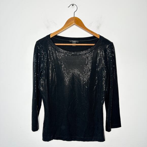 ST JOHN CAVIAR Top Womens Size Medium Sophisticated Professional Party Holiday - Picture 1 of 6